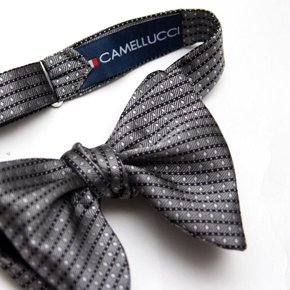 Men's Self-tied Bow Tie 100%Silk Big Butterfly S634 grey Ornament - Picture 16 of 16